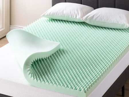 Best Price Mattress Inc. 3 Inch Calming Aloe Infusion Egg Crate Memory Foam Mattress Topper, Queen Green Sale