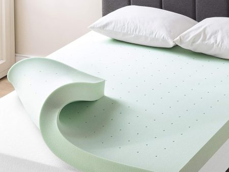 Best Price Mattress Inc. 4 Inch Memory Foam Mattress Topper Calming Green Tea Infusion Short Queen For Discount