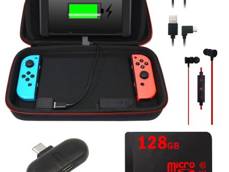 Deco Gear 10000mAH Charging Case for Nintendo Switch with 128GB Audio Essentials Bundle Online now