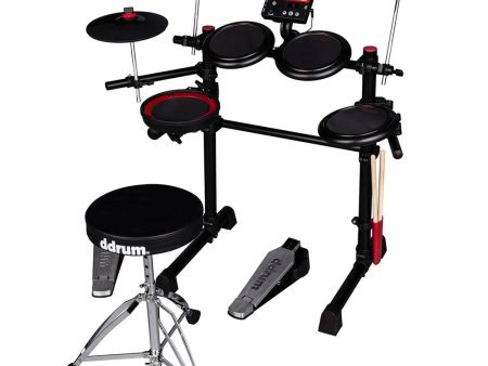 DDRUM Complete Electronic Drum Set with Mesh Drum Heads, Black Red - DD EFLEX on Sale