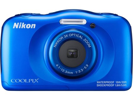 Nikon COOLPIX W100 13.2MP Waterproof Digital Camera 3x Zoom, WiFi (Blue) Refurbished Online now