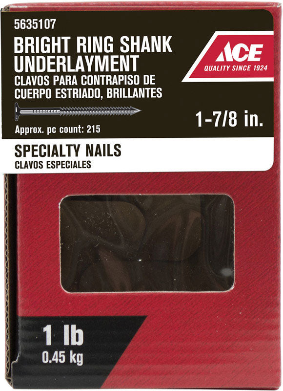 Ace 1-7 8 in. Underlayment Bright Steel Nail Flat Head 1 lb Supply