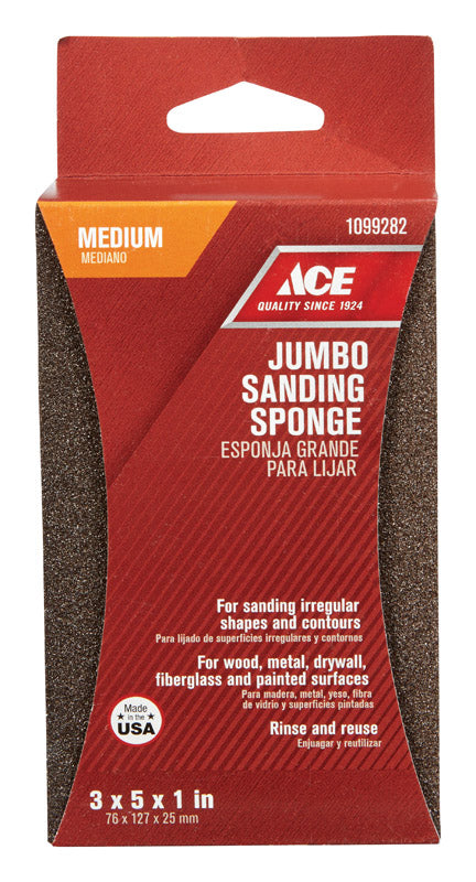 Ace 5 in. L X 3 in. W X 1 in. 80 Grit Medium Extra Large Sanding Sponge on Sale