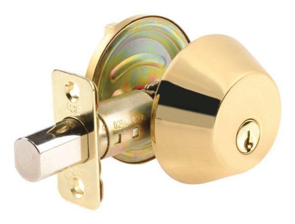 Ace Polished Brass Solid Brass Single Cylinder Deadbolt Online Hot Sale