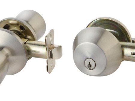 Ace Tulip Satin Entry Lever and Deadbolt Set 1-3 4 in. Online Sale