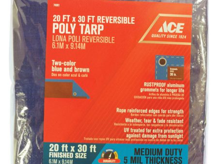 Ace 20 ft. W X 30 ft. L Medium Duty Polyethylene Tarp Blue Brown Online Hot Sale