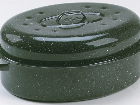 Granite Ware Porcelain Enamel Covered Roaster 7.18 qt Black For Sale