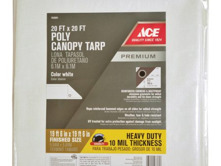 Ace 20 ft. W X 20 ft. L Heavy Duty Polyethylene Canopy Tarp White Supply