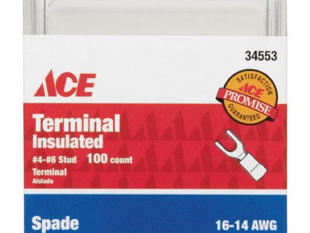 Ace Insulated Wire Spade Terminal Blue 100 pk Online Sale