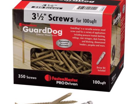 FastenMaster GuardDog No. 10 X 3-1 2 in. L Gold Phillips Square Bugle Head Deck Screws 350 pk Hot on Sale