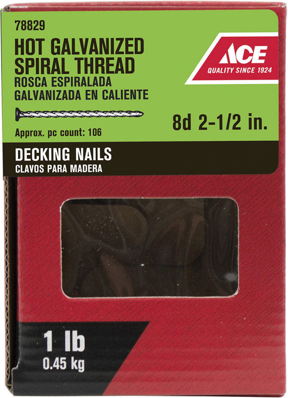 Ace 8D 2-1 2 in. Deck Steel Nail Flat Head 1 lb Fashion