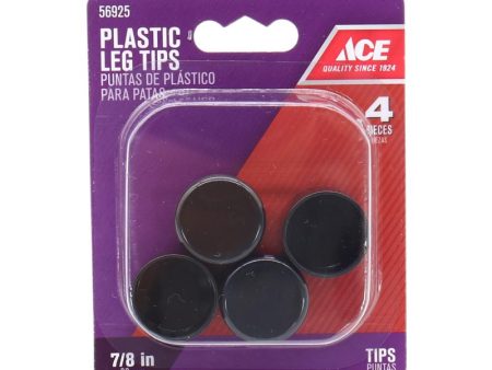 Ace Plastic Leg Tip Black Round 7 8 in. W 4 pk Supply