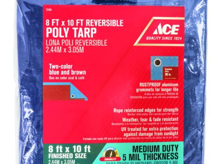 Ace 8 ft. W X 10 ft. L Medium Duty Polyethylene Tarp Blue Brown Online now