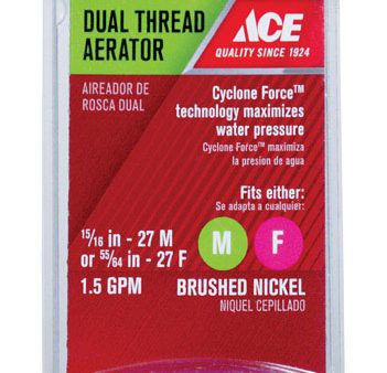 Ace Dual Thread 15 16 in.- 27M x 55 64 in.-27F Brushed Nickel Aerator Adapter Online Hot Sale