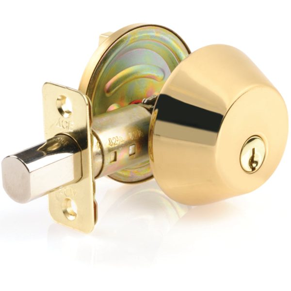 Ace Polished Brass Solid Brass Single Cylinder Deadbolt Online Hot Sale