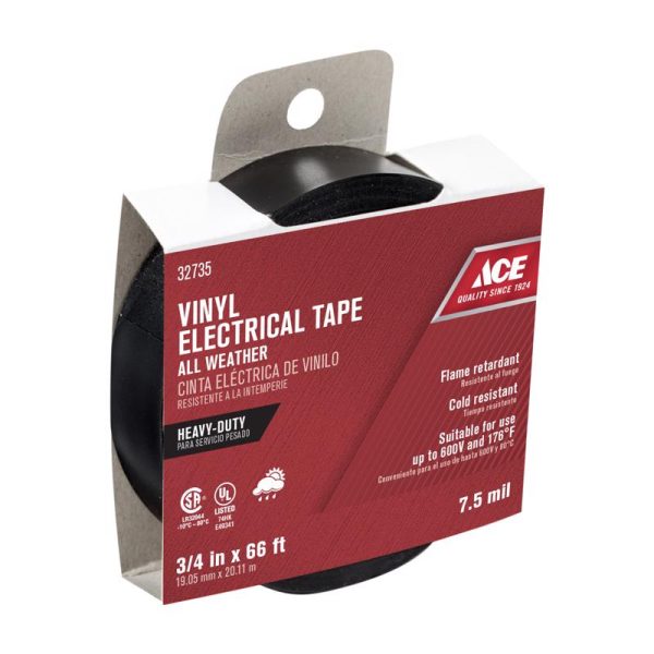 Ace 3 4 in. W X 66 ft. L Black Vinyl Electrical Tape Discount