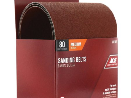 Ace 24 in. L X 4 in. W Aluminum Oxide Sanding Belt 80 Grit Medium 2 pc Online