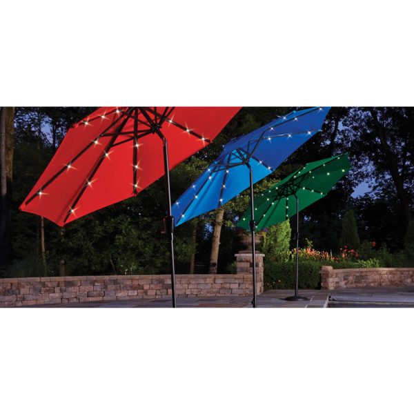 Living Accents 9 ft. Tiltable Hunter Green Solar Market Umbrella Online now