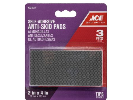 Ace Rubber Self Adhesive Non-Skid Pad Black Rectangle 2 in. W X 4 in. L 3 pk Online