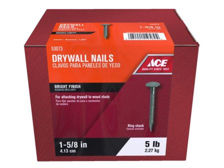 Ace 1-5 8 in. Drywall Bright Steel Nail Flat Head 5 lb Fashion