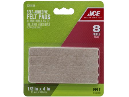 Ace Felt Self Adhesive Protective Pad Brown Rectangle 1 2 in. W X 4 in. L 8 pk For Discount