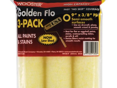 Wooster Golden Flo Knit 9 in. W X 3 8 in. Regular Paint Roller Cover Refill 3 pk Online