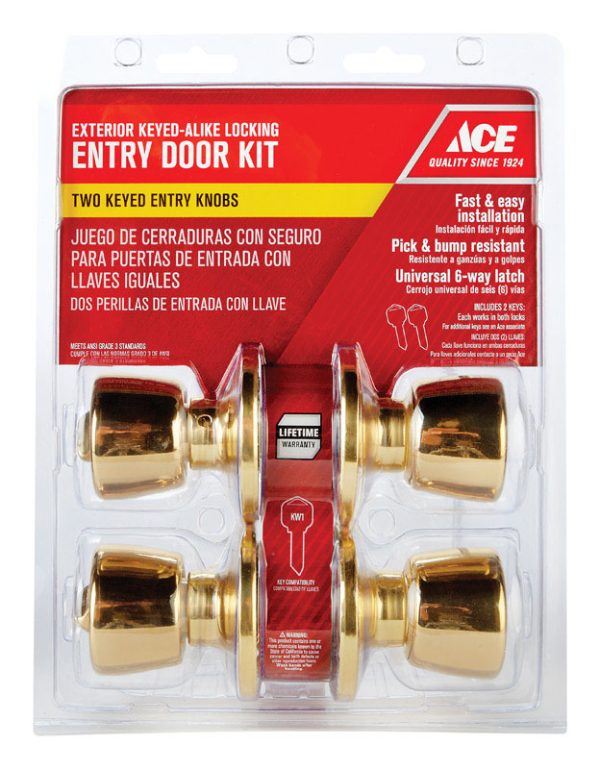 Ace Tulip Polished Brass Entry Door Kit 1-3 4 in. For Sale