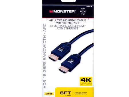 Monster Just Hook It Up 6 ft. L High Speed Cable with Ethernet HDMI Fashion