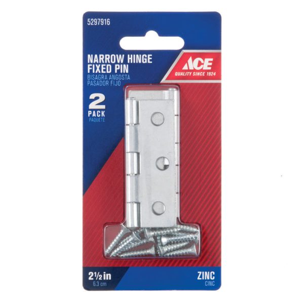 Ace 2-1 2 in. L Zinc-Plated Narrow Hinge 2 pk Supply