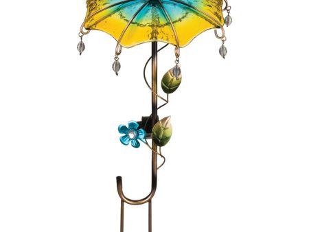 Regal Art & Gift Yellow Glass Metal 18 in. H Umbrella Solar Garden Stake Sale