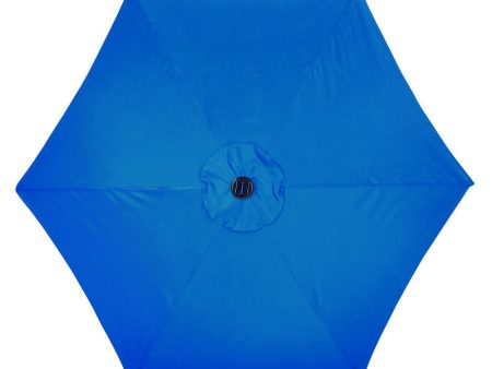 Living Accents Solar LED 9 ft. Tiltable Royal Blue Market Umbrella For Cheap