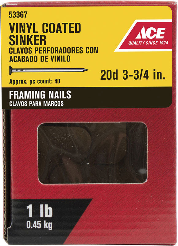 Ace 20D 3-3 4 in. Sinker Vinyl Steel Nail Checkered Head 1 lb Online