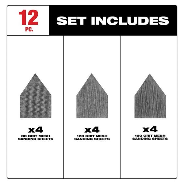 Milwaukee M12 3.75 in. L X 3.625 in. W Aluminum Oxide Assorted Grit Sanding Sheet Discount