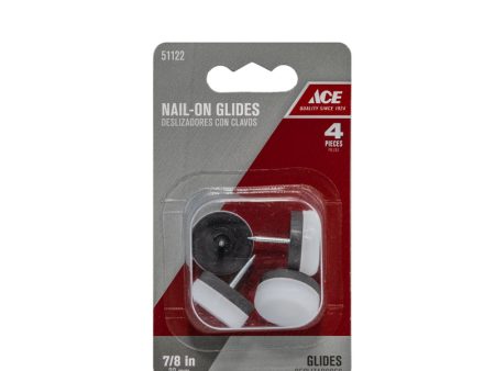 Ace White 7 8 in. Nail-On Plastic Cushioned Glide 4 pk For Sale