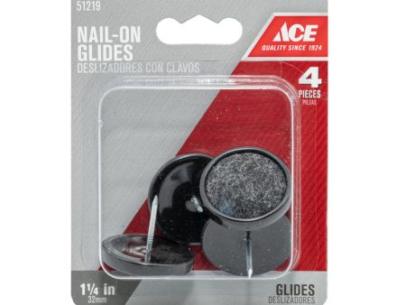 Ace Black 1-1 4 in. Nail-On Nylon Cushioned Glide 1 pk Supply