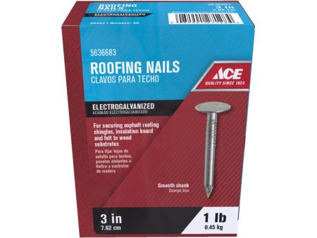 Ace 3 in. Roofing Galvanized Steel Nail Flat Head 1 lb Online Hot Sale