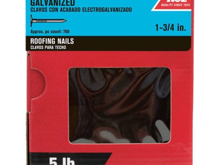 Ace 1-3 4 in. Roofing Electro-Galvanized Steel Nail Large Head 5 lb Sale