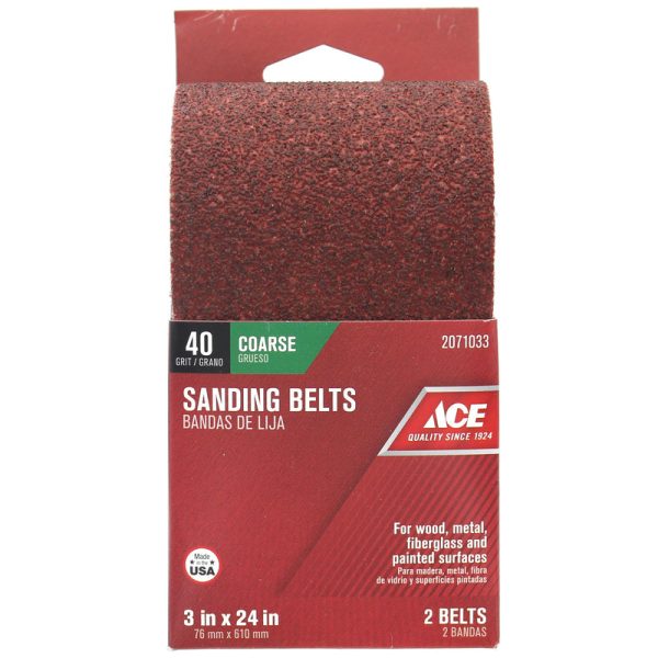 Ace 24 in. L X 3 in. W Aluminum Oxide Sanding Belt 40 Grit Extra Coarse 2 pc Hot on Sale