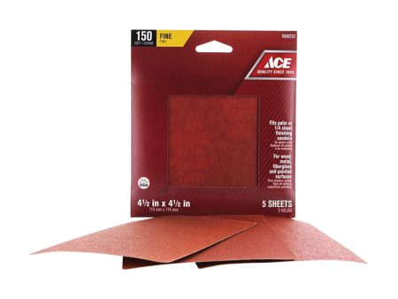 Ace 4.5 in. L X 4.5 in. W 150 Grit Aluminum Oxide Sandpaper 5 pk For Cheap