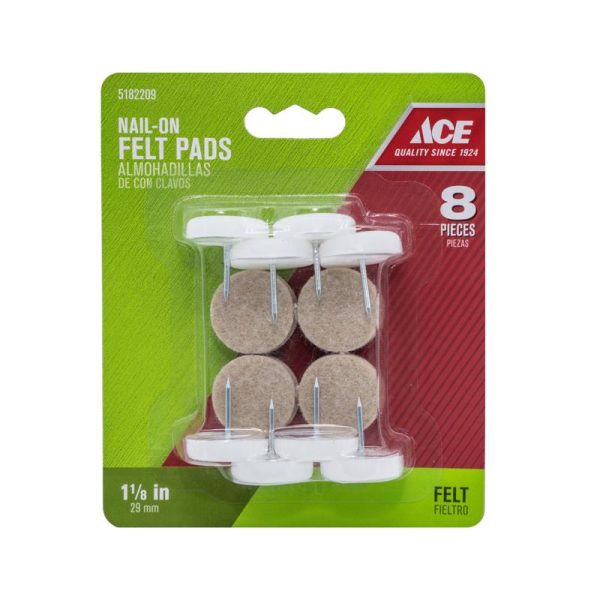 Ace White 1 in. Nail-On Felt Chair Glide Set 8 pk on Sale