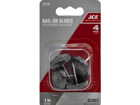 Ace Black 1 in. Nail-On Nylon Chair Glide 1 pk For Discount