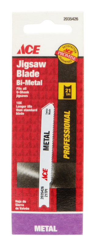 Ace 2-3 4 in. Bi-Metal U-Shank Jig Saw Blade 21 TPI 1 pk Online