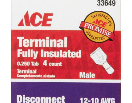 Ace Insulated Wire Male Disconnect Yellow 4 pk For Sale