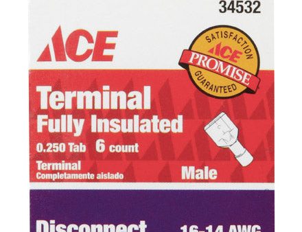 Ace Insulated Wire Male Disconnect Blue 6 pk Online Hot Sale