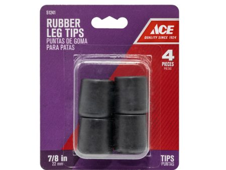 Ace Rubber Leg Tip Black Round 7 8 in. W 4 pk Online Sale