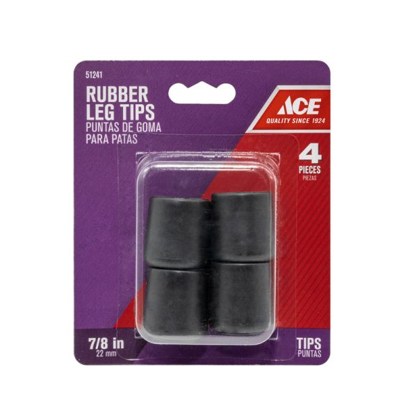 Ace Rubber Leg Tip Black Round 7 8 in. W 4 pk Online Sale