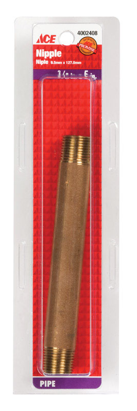 Ace 3 8 in. Male Male Brass Nipple 5 in. L on Sale