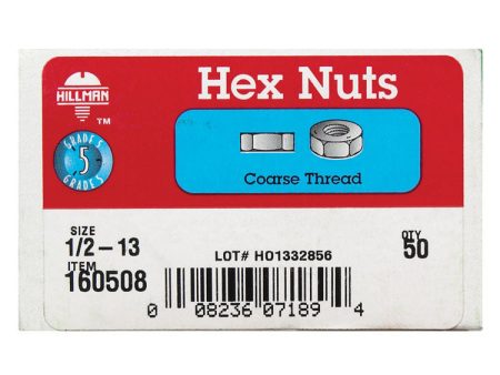 Hillman 1 2 in. Zinc-Plated Steel USS Hex Nut 50 pk Online now