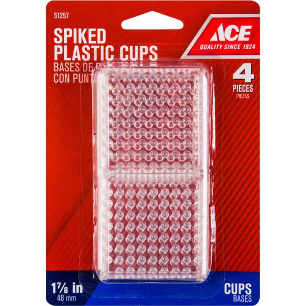 Ace Plastic Spiked Caster Cup Clear Square 1-7 8 in. W X 1-7 8 in. L 1 pk Online now