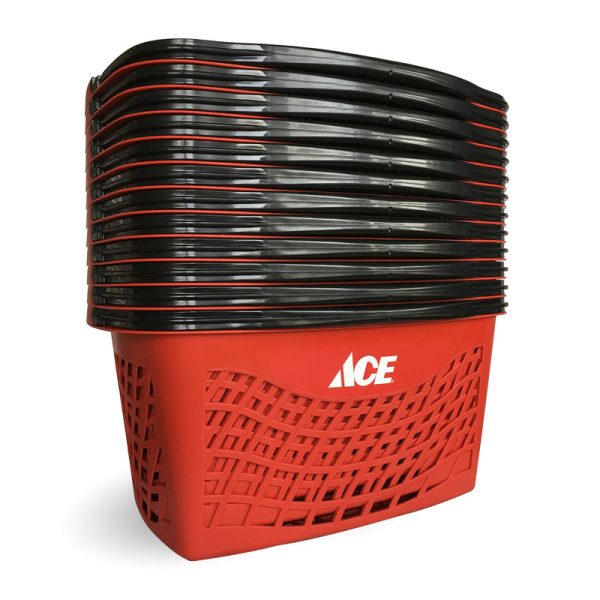 Red Plastic Ergonomic Handle Shopping Basket 10 in. H X 13 in. W X 20.50 in. L Online now